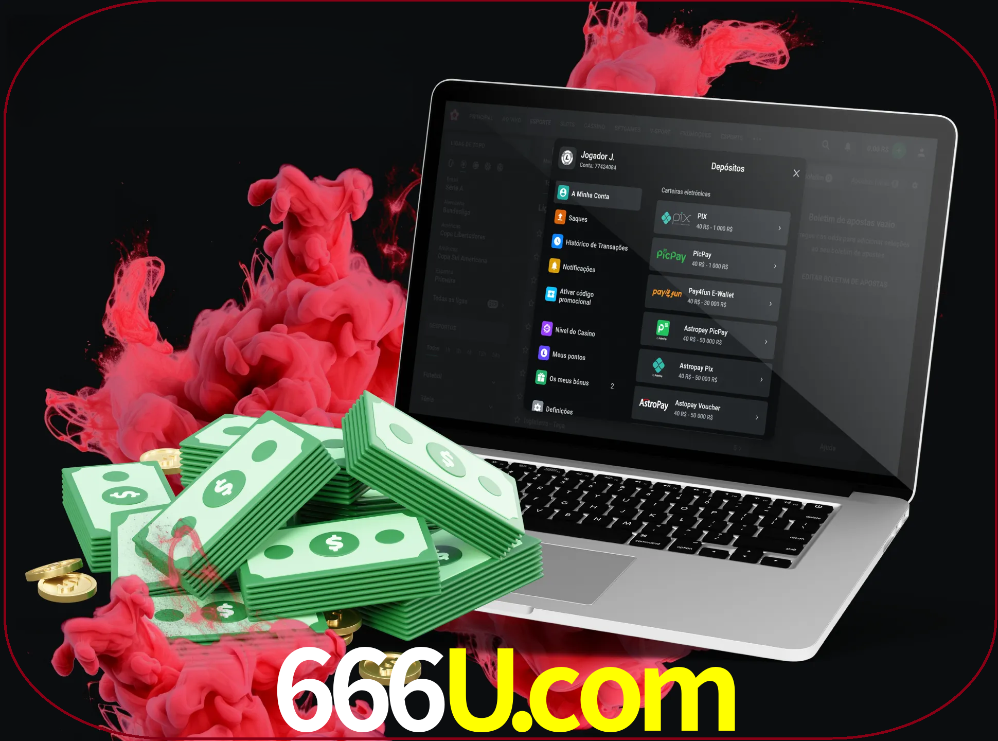 Para efetuar um depósito na sua conta 666u, basta escolher o método de depósito e especificar o montante.
